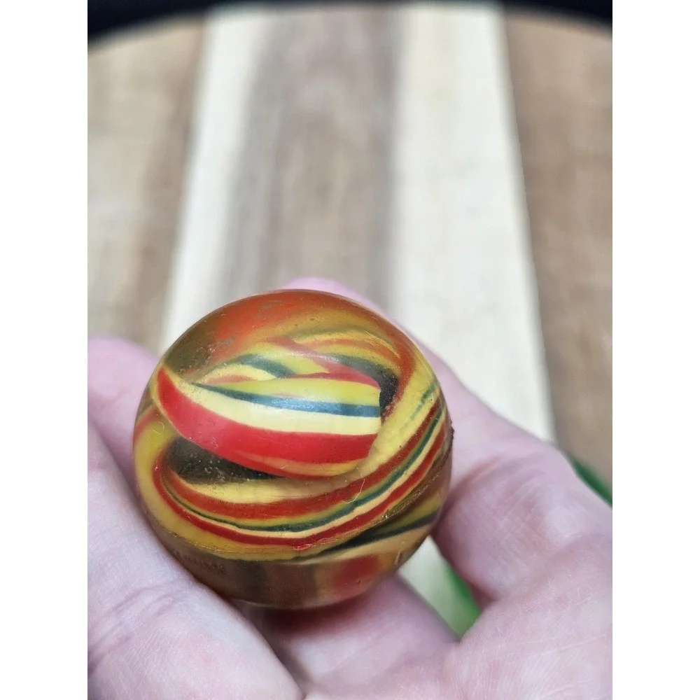 Set‎ Of 3 Vintage Superballs 2 Green Sparkle 1 Red White Blue Swirl Bouncy Balls